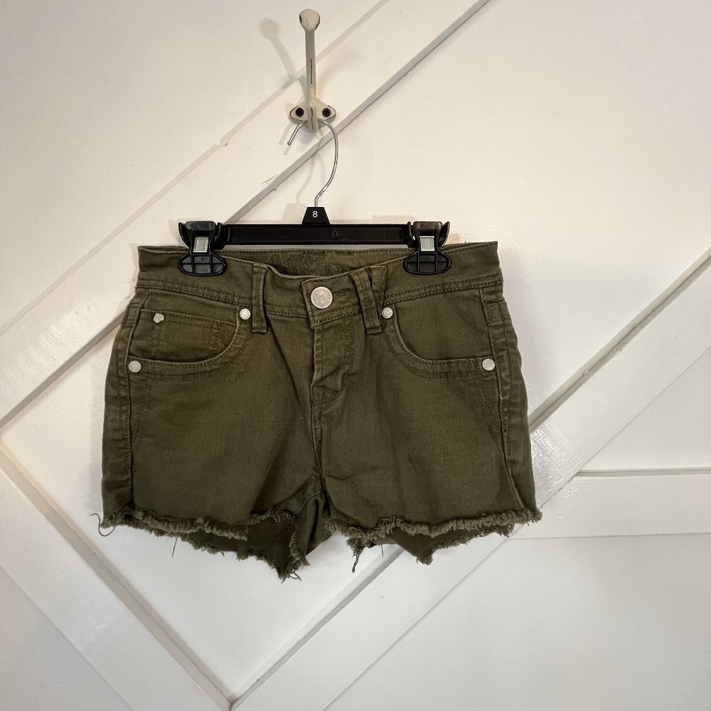 Aeropostale Wallflower Olive Green Denim Shorts, Size 3